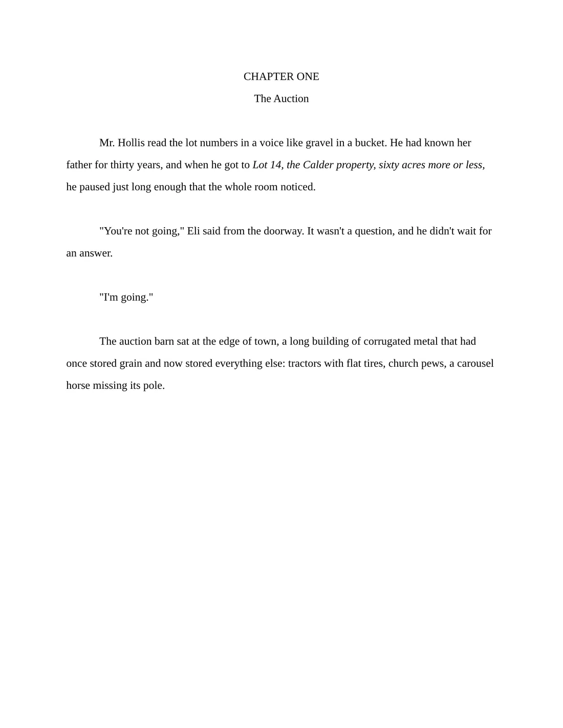 A double-spaced manuscript page in Times New Roman